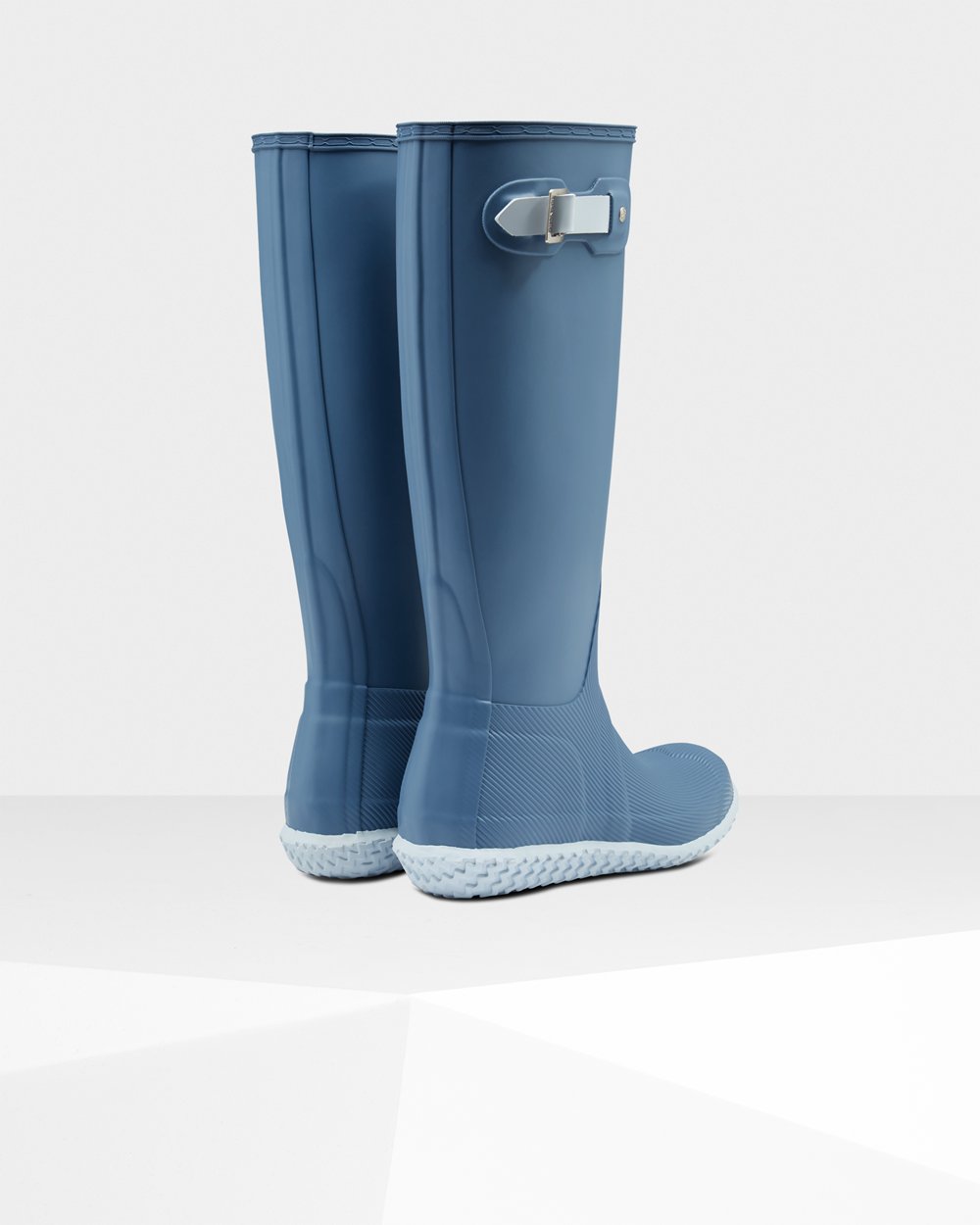 Womens Tall Rain Boots - Hunter Original Flat Heel Calendar Sole (36BNDLJAR) - Blue/Grey